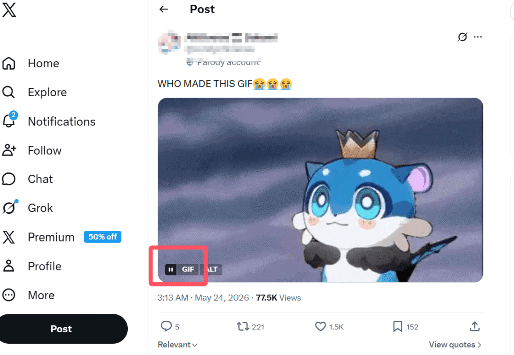 Twitter GIF meme from a tweet post